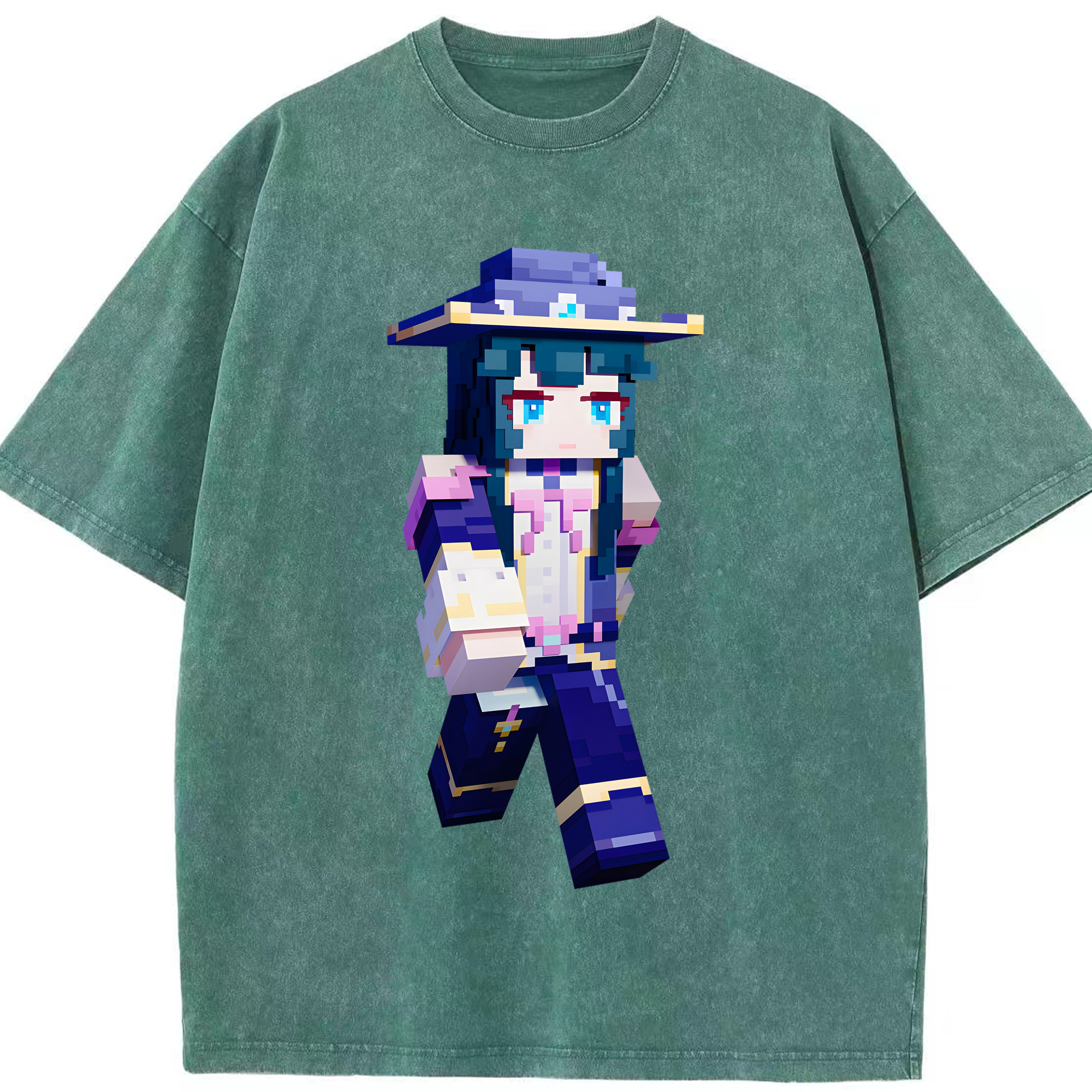 （画像用） マインクラフト ブロックの世界 Minecraft MC Block world 綿100% ヴィンテージ風 半袖Tシャツ（フロントプリント）